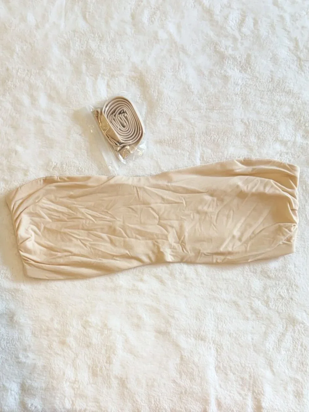 NEW Quince Second Skin Bandeau Bralette in Beige/Nude (2-Pack) - Size: Medium